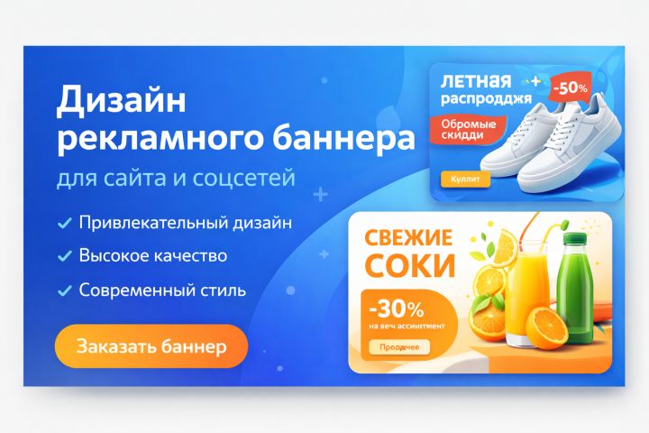 Дизайн рекламного баннера для сайта и соцсетей