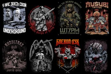 Иллюстрации для футболок для различных брендов одежды