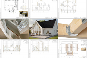Проект дома 1,5 эт. с мансардой. ИЖС_КР/КД-Р. Жилая площадь 170,5м²