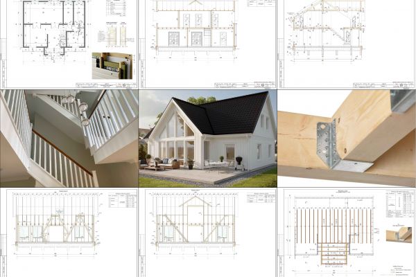 Проект дома 1,5 эт. с мансардой. ИЖС_КР/КД-Р. Жилая площадь 170,5м²