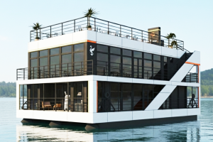 Эскизный проект двухуровневого хаусбота-ресторана для проведения мероприятий