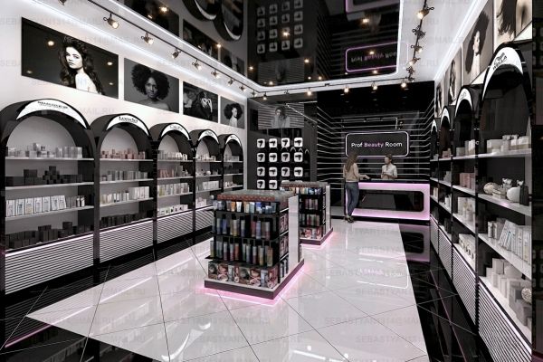 Магазин проф. косметики (дизайн и 3d визуализация+фирм стиль)