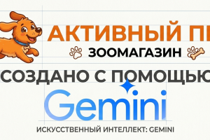 ИИ - гемини логотип для зоомагазина активный пес