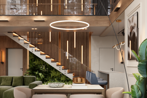 Двухсветная гостиная индивидуального жилого дома в Вологде