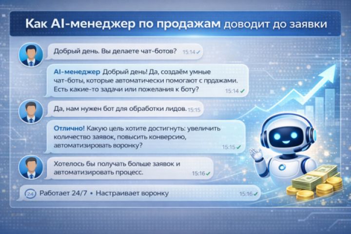 Создам AI-менеджера по продажам, который доводит клиентов до заявки - 5697989
