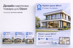 Создание карточки на Ozon для привлечения заявок (проекты домов)