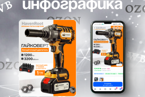 ИНФОГРАФИКА для гайковерта I карточка товара для гайковерта