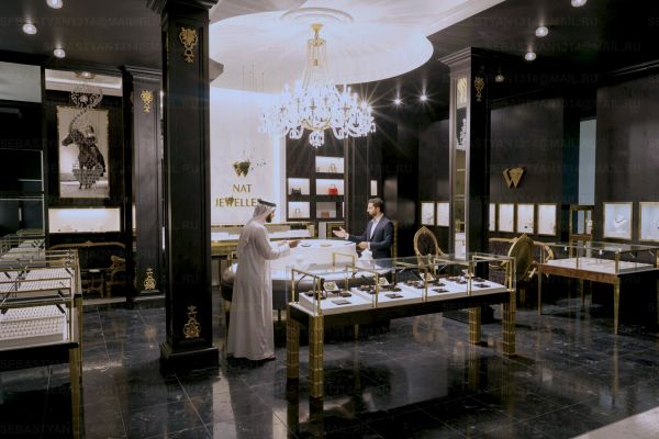 Разработка дизайна и визуализация ювелирного бутика премиум класса, для заказчика (Дубай, ОАЭ).