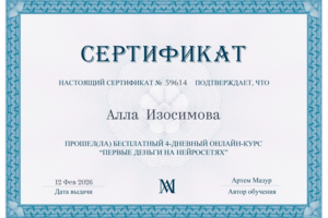 Сертификат по нейросетям