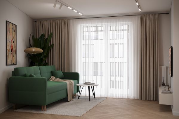 Визуализация кухни-гостиной в квартире 45 м2