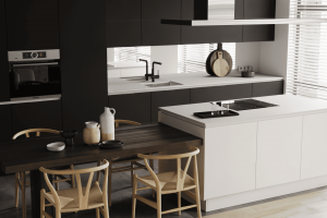 Визуализация кухни-гостиной в квартире 125 м2