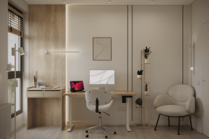 Визуализация кабинета в квартире 56 м2