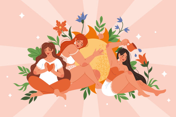 Набор векторных иллюстраций для бренда о женском здоровье и self-care