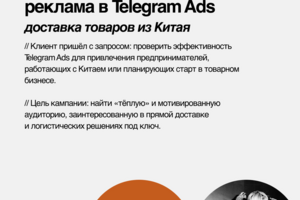 Кейс реклама в телеграм адс для логистики