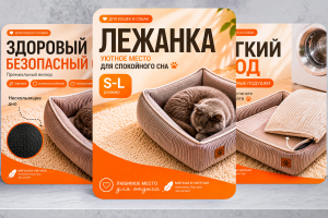 Карточки товара для лежанок для кошек и собак (Wildberries)