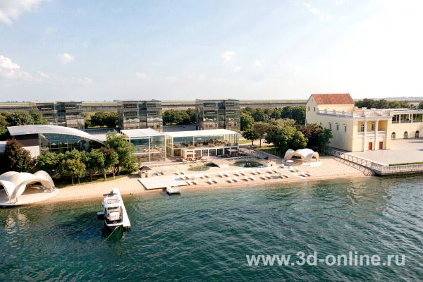 Визуализация набережной с пляжем, Роял бар, Москва