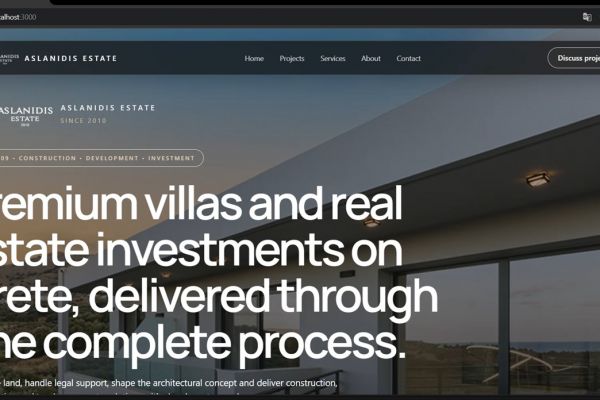 Разработка премиального сайта для компании Aslanidis Estate & Construction