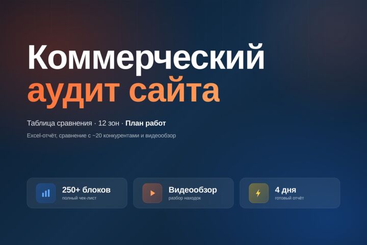 Комплексный SEO аудит коммерческих факторов Excel-отчёт, план работ + видео