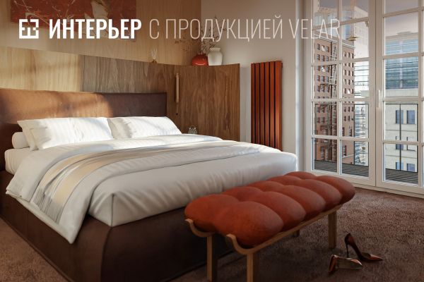 Визуализация дизайн-радиаторов Velar в интерьере спальни для Art Heat