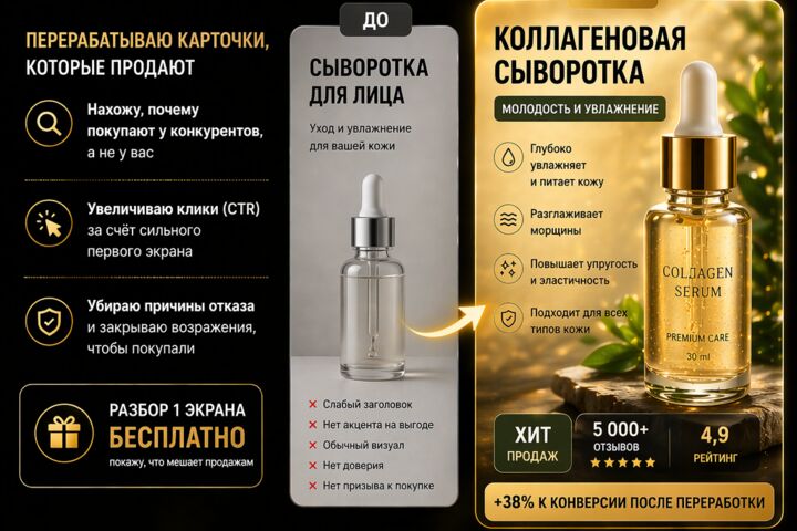 Премиальный дизайн карточек товара для Wildberries, Ozon, Яндекс Маркет