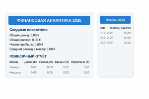 Годовой финансовый трекер с помесячной детализацией