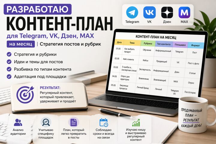 Разработаю контент-план для на месяц. Стратегия постов и рубрик