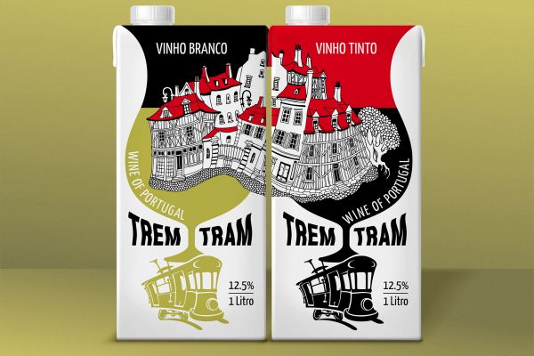 Дизайн для упаковок белого и красного вина "Trem Tram" (Португалия)