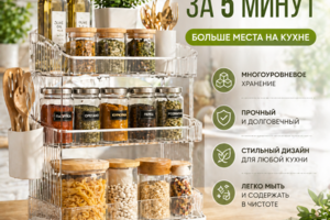 Карточка кухонного органайзера — чистый визуал и акцент на удобстве хранения