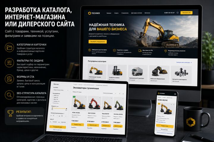 Разработка каталога, интернет-магазина или дилерского сайта