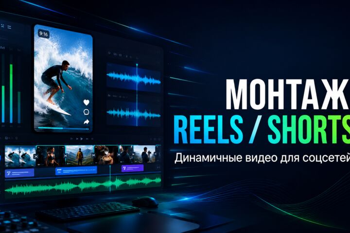 Монтаж Reels, Shorts, VK Клипов и коротких видео