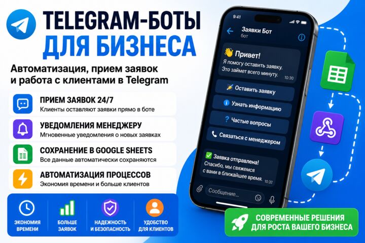 Разработаю Telegram-бота для бизнеса