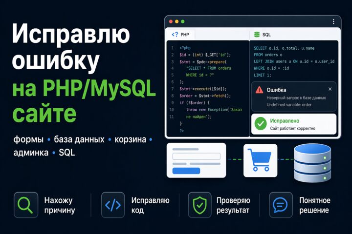 Исправлю ошибку на PHP/MySQL сайте