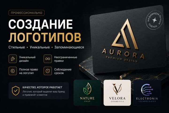 Создам уникальный продающий логотип