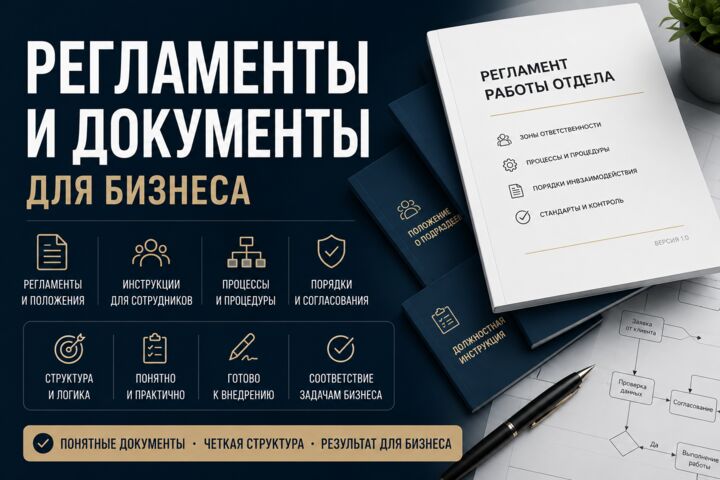 Разработаю положение, регламент или инструкцию под задачи бизнеса