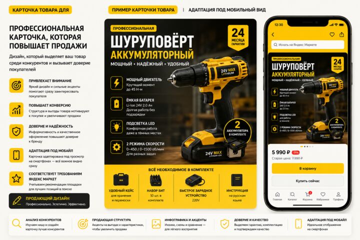 Создам продающие карточки товара для интернет-магазинов и маркетплейсов