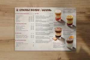 Дизайн и вёрстка меню для кофейни