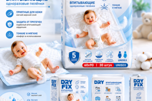 Разработка дизайна упаковки для одноразовых впитывающих пелёнок DRYFIX.