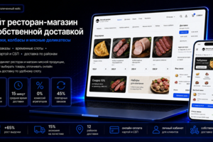 Сайт ресторан‑магазина с собственной доставкой: производство чебуреков, мясных изделий и колбас