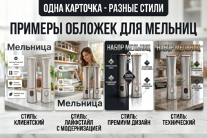 Набор мельниц. Обложка карточки товара. Видеообложка