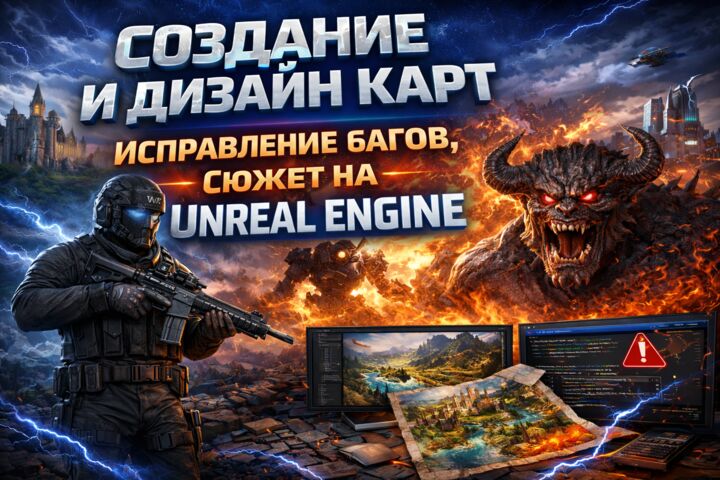 Создание и дизайн карт, исправление багов, сюжет на Unreal Engine.