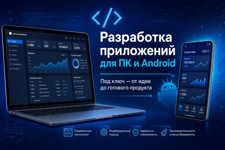Разработка мобильных и десктопных приложений на заказ.