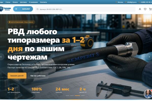Корпоративный сайт промышленного снабжения и гидравлики
