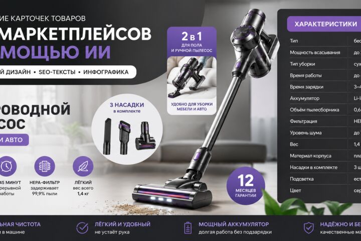 Карточка товара для Wildberries, Ozon и Яндекс Маркета с ИИ
