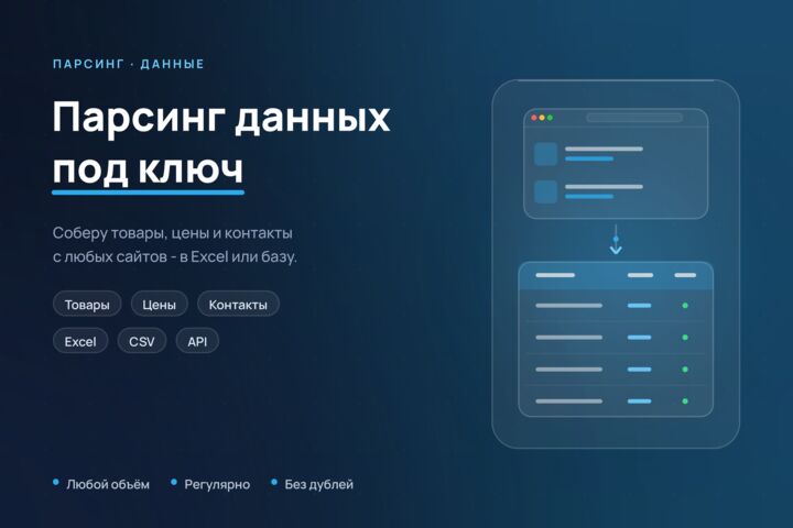 Парсинг сайтов и сбор данных под ключ