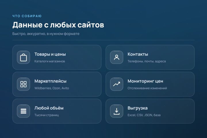 Парсинг сайтов и сбор данных под ключ