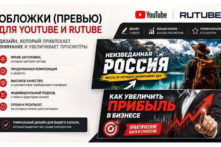 Обложки и баннера для YouTube и Rutube, которые хочется открыть