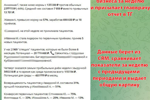 ИИ-аналитика для стоматологии: отчёты в Телеграм и почти 3000 спящих пациентов в базе
