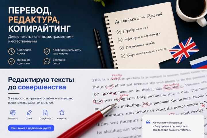 Переводчик и редактор текстов (RU  EN)