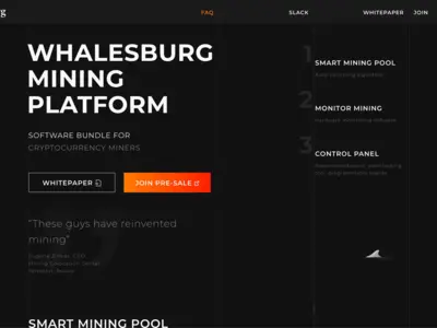 Whalesburg — лендинг крипто-сервиса майнинг-пула