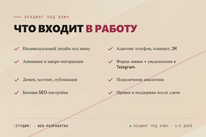 Современный лендинг под ключ с анимациями и адаптивом